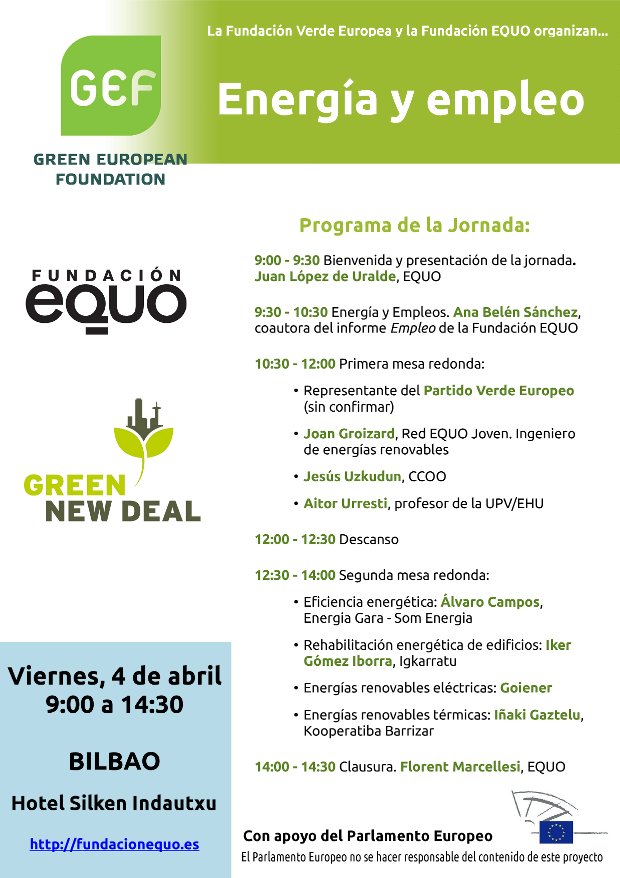Jornadas Energía y Empleo. Fundación Verde Europea-Fundación EQUO